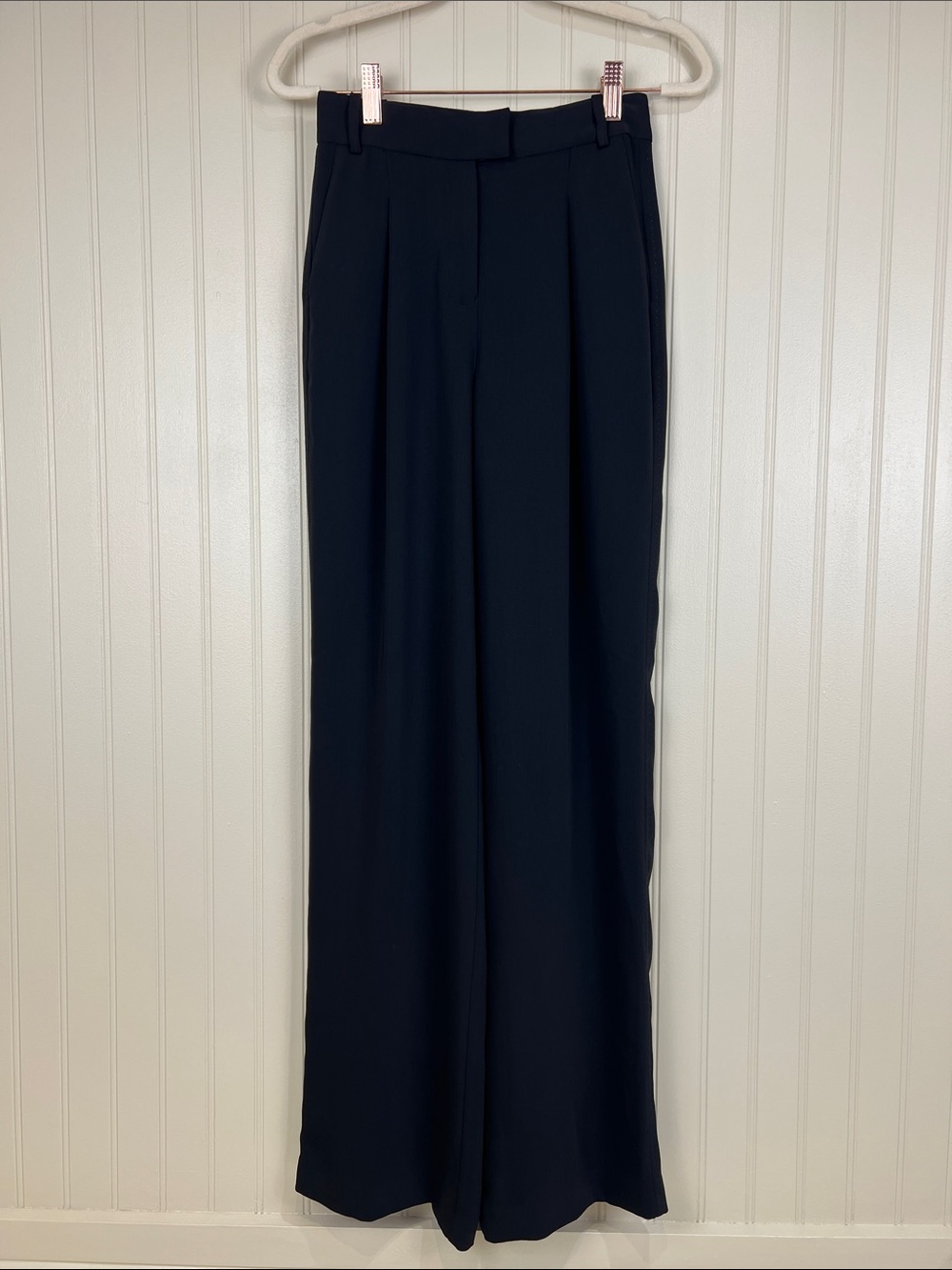 Aritzia Babaton High Rise Pleated Wide Leg Academia Black Pants Size 00